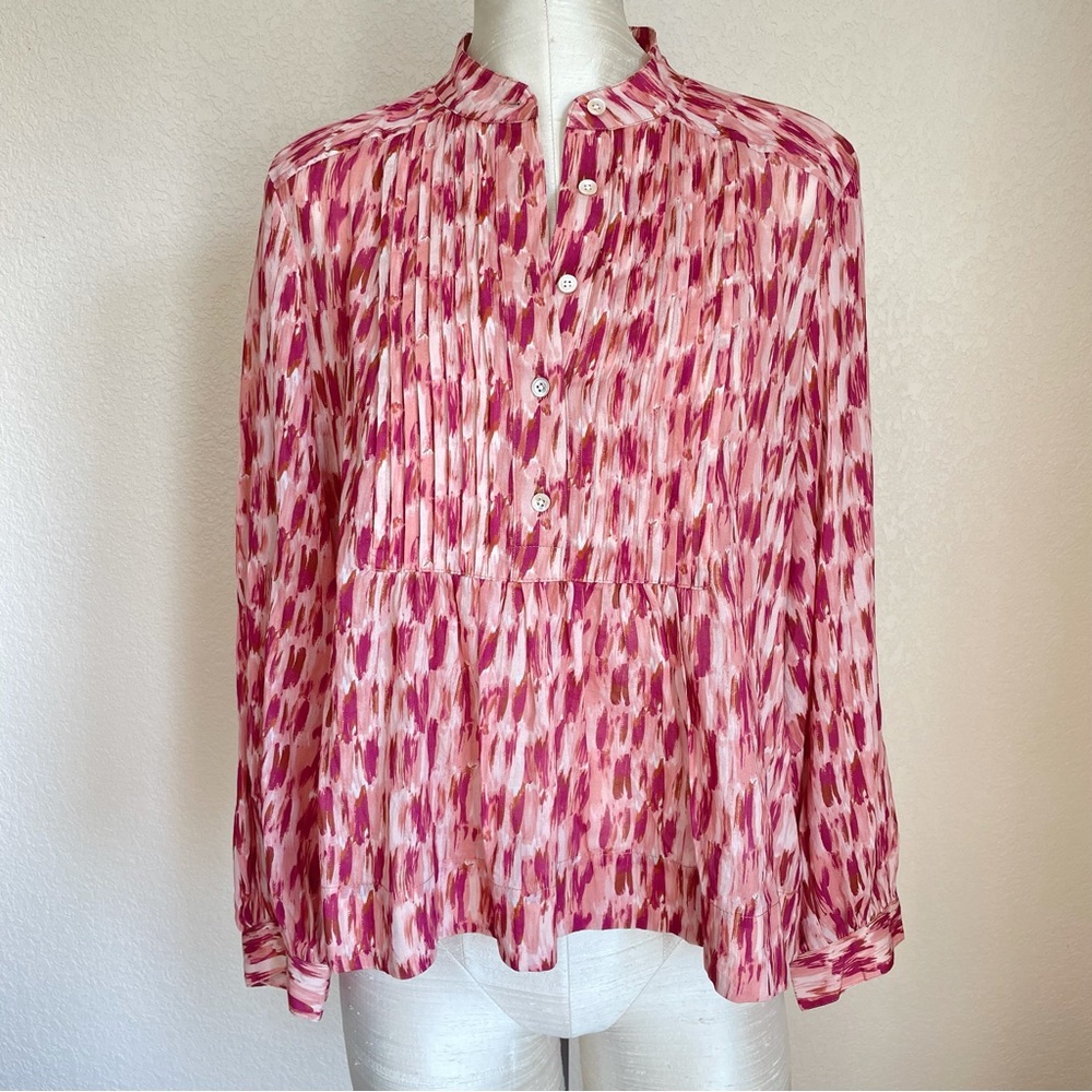 Joie Webb Cotton Long Sleeve Top Apricot Blush Multi XS NWT